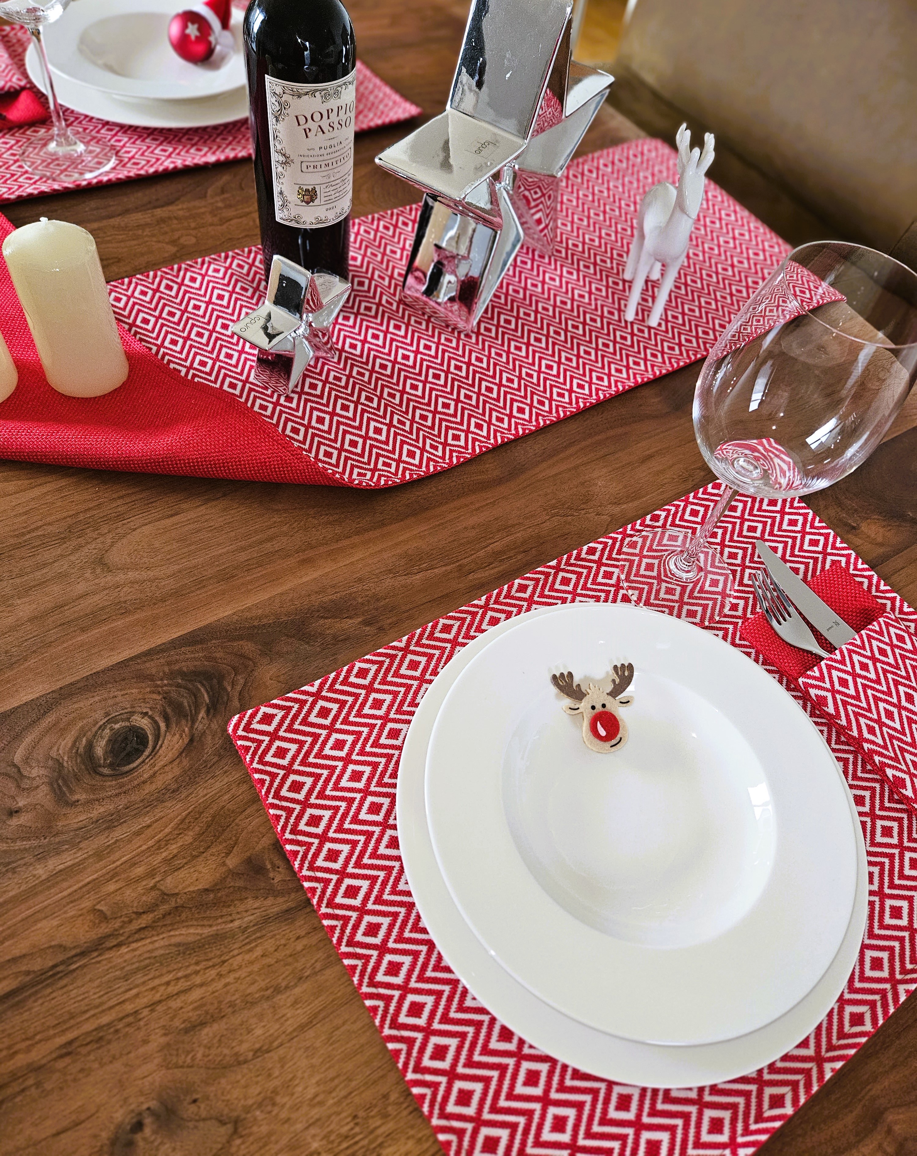 4er Tischset mit Bestecktasche im Geschenkkarton in rot 4er Tischset mit Bestecktasche im Geschenkkarton in rot